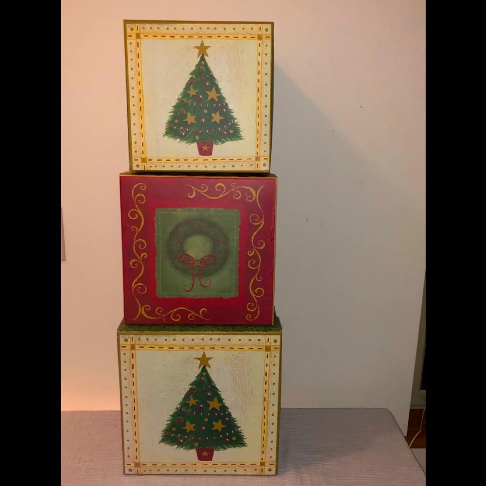 Bundle Christmas Nesting Boxes, 3 all fit together for storage, skip the wrappin